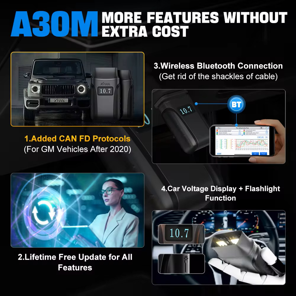 XTOOL A30M V2.0 Wireless OBD2 Scanner Bidirectional Full System Diagnostic Tool