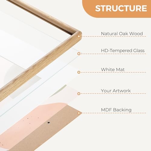 5x7 Picture Frame - Solid White Frame Matted to 4x6 - Rounded 5x7 - 1P Oak