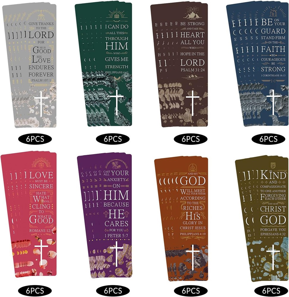48 Pieces Christian Scripture Bookmarks with Bible Verse Quotes & Storage Box...