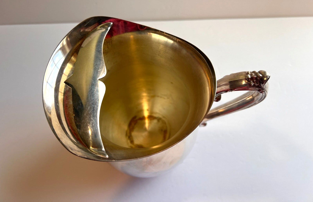 Vintage Silver plate footed Water Pitcher with ice guard-Leonard