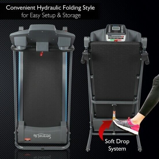 SereneLife SLFTRD20 Electric Folding Treadmill, Exercise Machine, Smart Compact