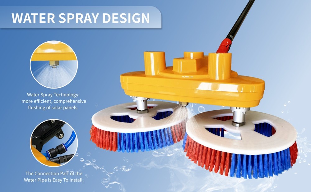 Dual Power Solar Panel Cleaner – Brush & Pole Set ,Use Battery or AC