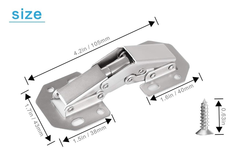 DOBOGA 4-Pack Hidden Hinges for Cabinet Doors Frameless, 4 Pack, Nickel