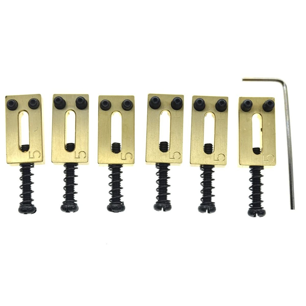 KAISH Solid Brass Guitar Bridge Saddles Saddle 10.5mm, Black Screw