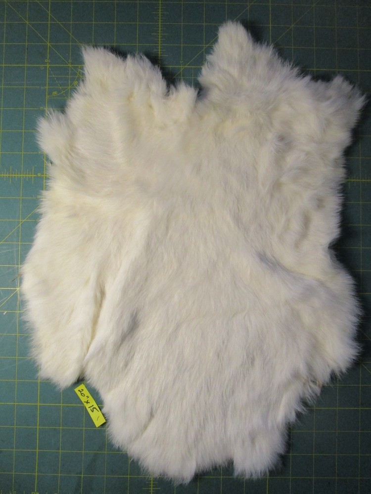 RABBIT HIDE, PELT - SOFT - PROFESSIONALLY TANNED - WHITE -VARIOUS SIZES