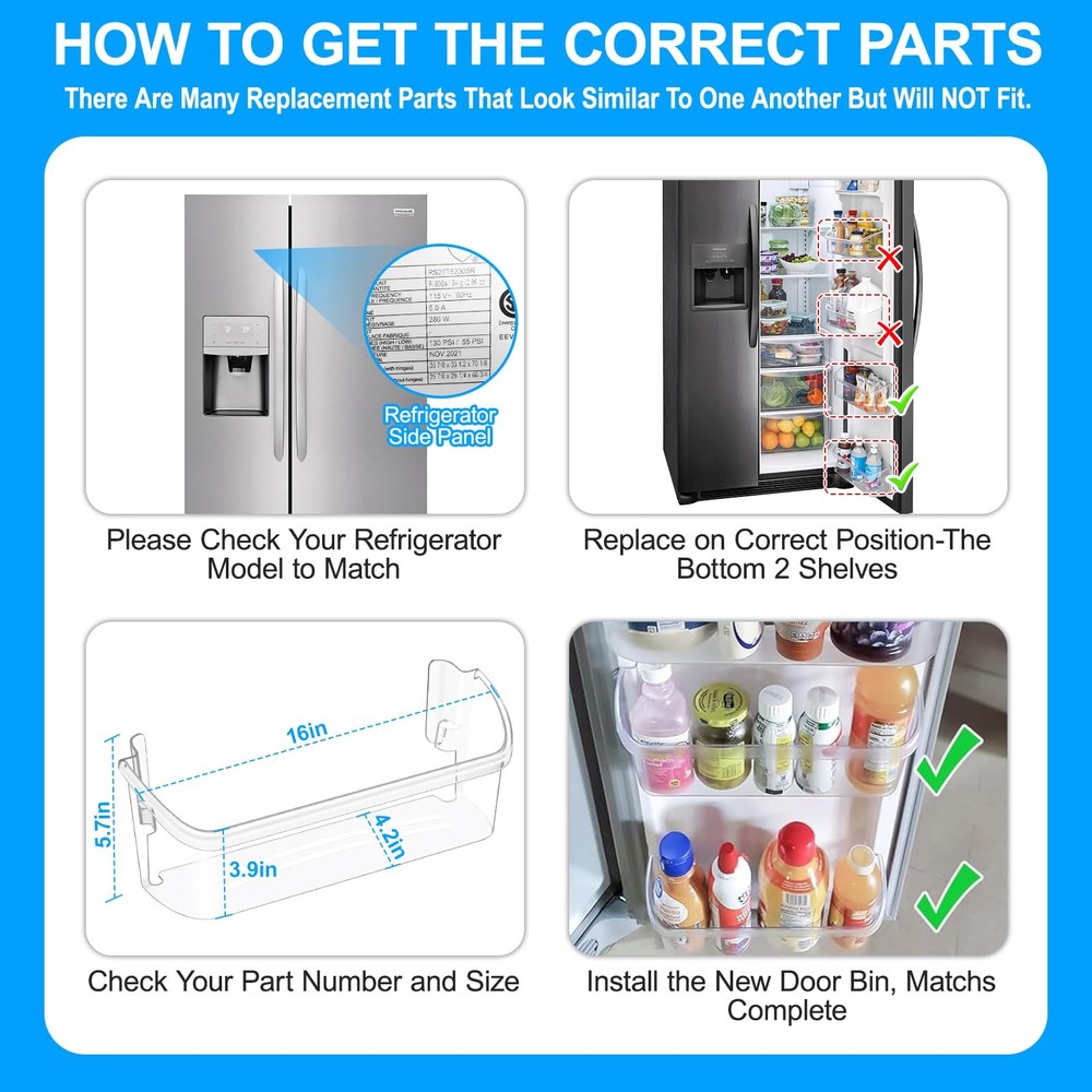2 Pack Refrigerator Door Bin Shelf Replacement for Frigidaire 2421266
