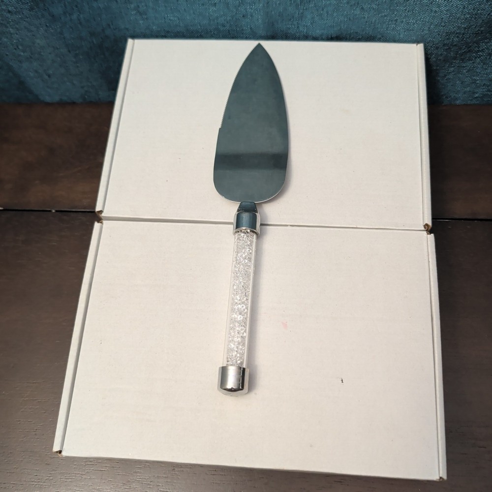 Mr & Mrs Wedding Cake Server Knife Set | Crystal Filled Bling Handle Stainless