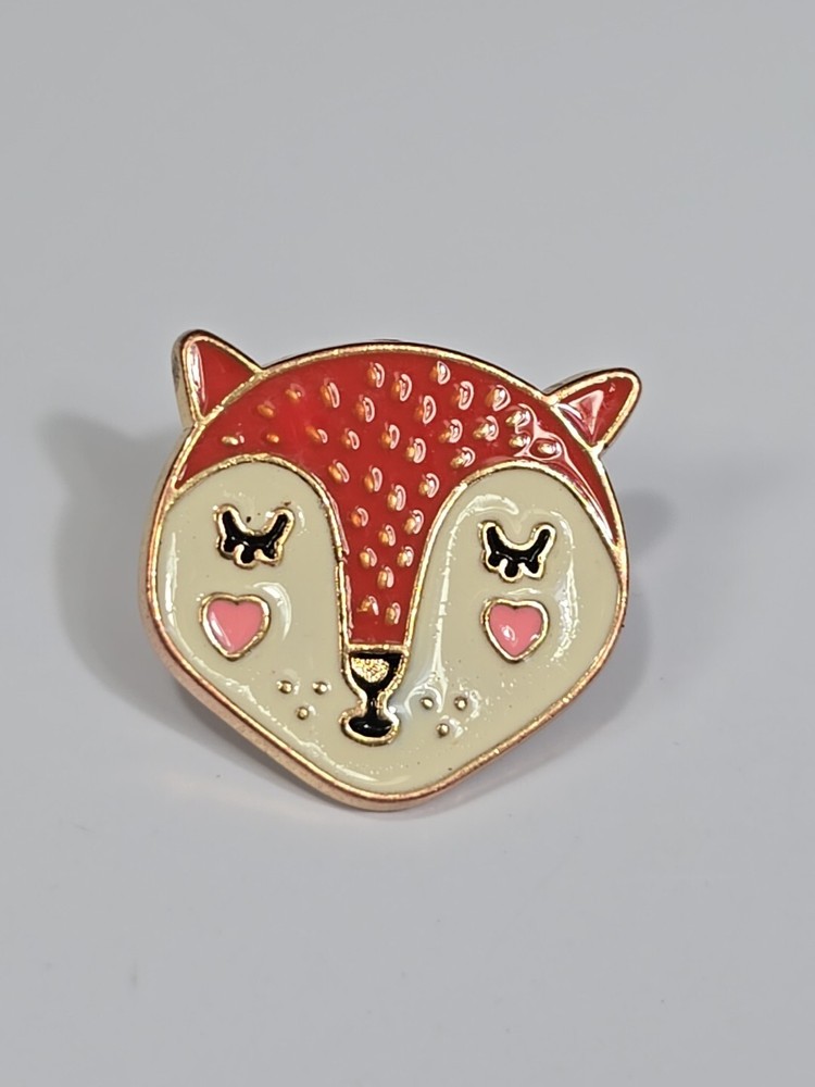 Orange Fox Head Eyes Closed Lapel Pin