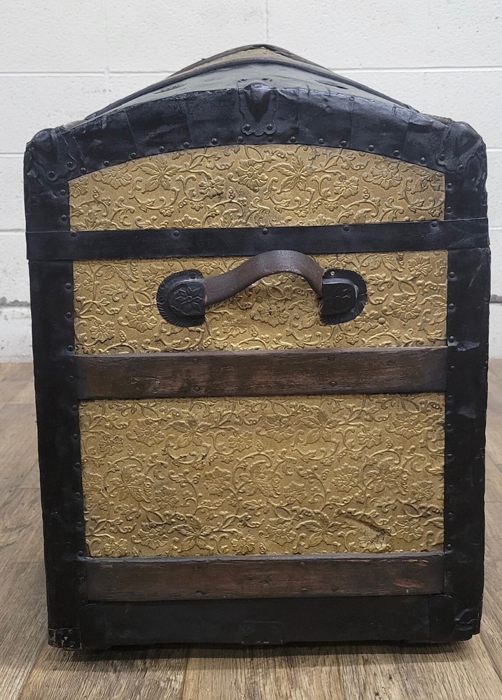 Antique Large Camel Back Dome Back Steamer Trunk Chest