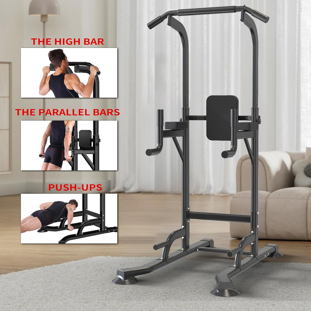Adjustable Power Tower for Home Gym - Multifunctional Pull-Up & Dip Station for
