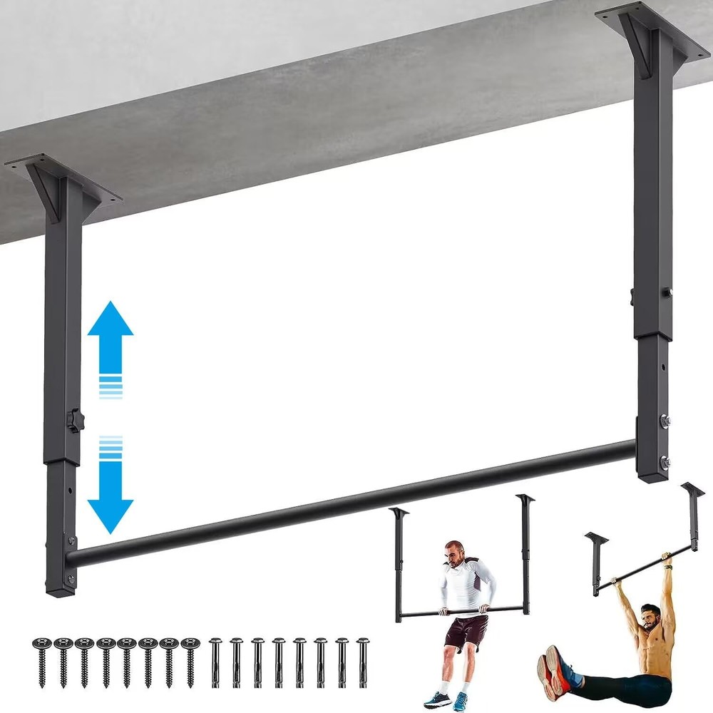 48" Ceiling Mounted Pull Up Bar Heavy Duty Multi-Grip Chin Up Bar,Mounted Pullup
