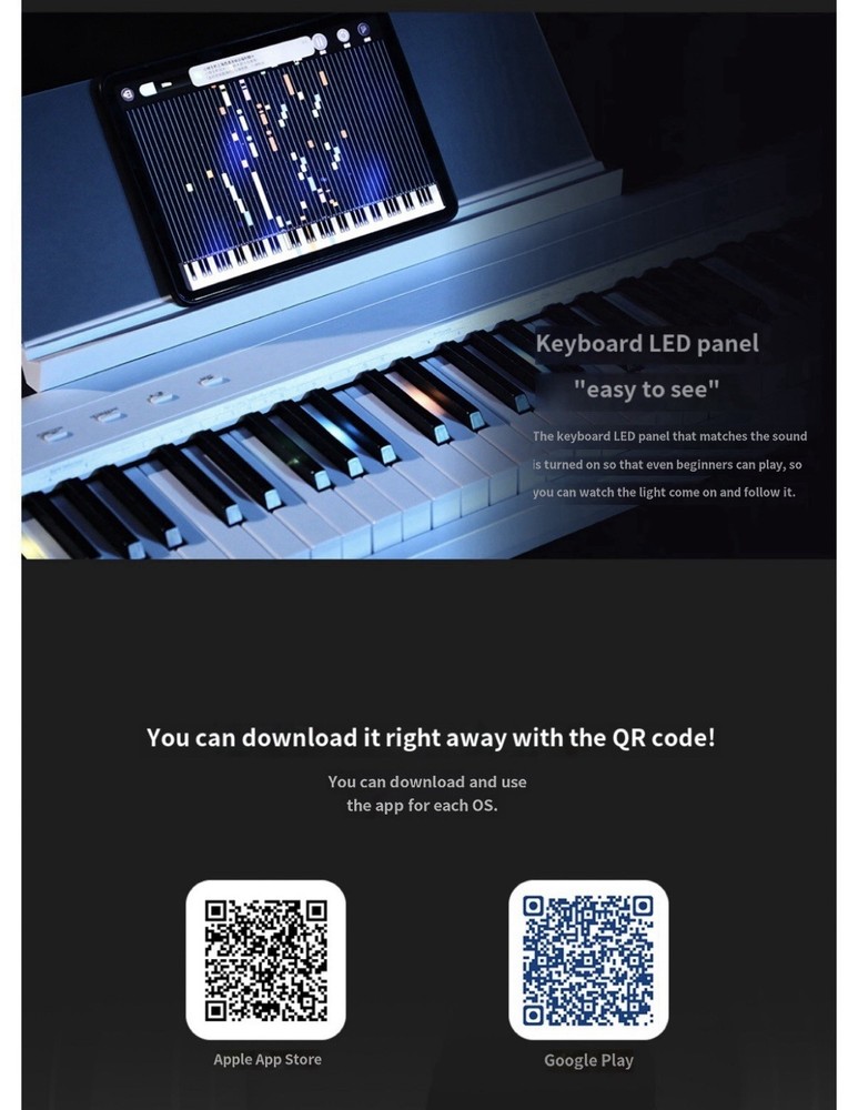 Samick K-POP KPOP Stage LED Light Up Digital Piano SP-E88 Electronic Keyboard
