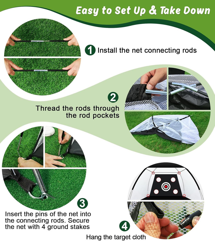 Golf Training Net Swing Practice Mat Chipping Driving Range Backyard Home 10x7ft