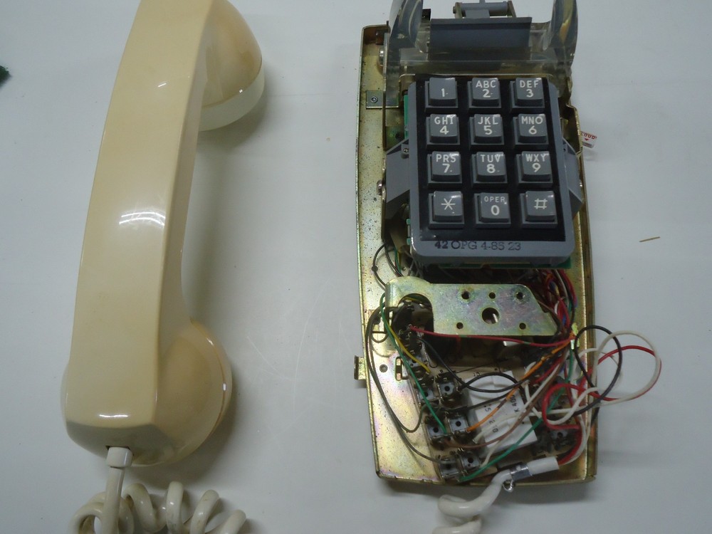 ITT 2554 Push Button Wall Phone Ivory, Untested