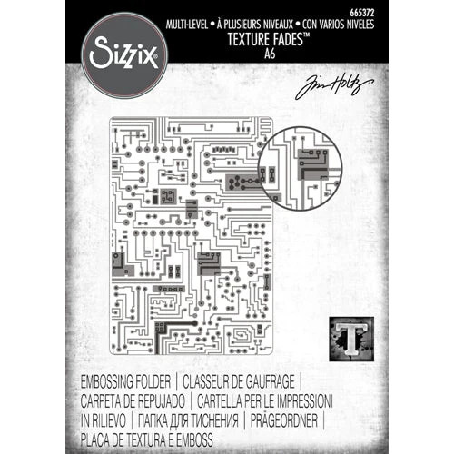 Circuit Sizzix Multi-level Texture Fades Embossing Folder Tim Holtz 665372 NEW!