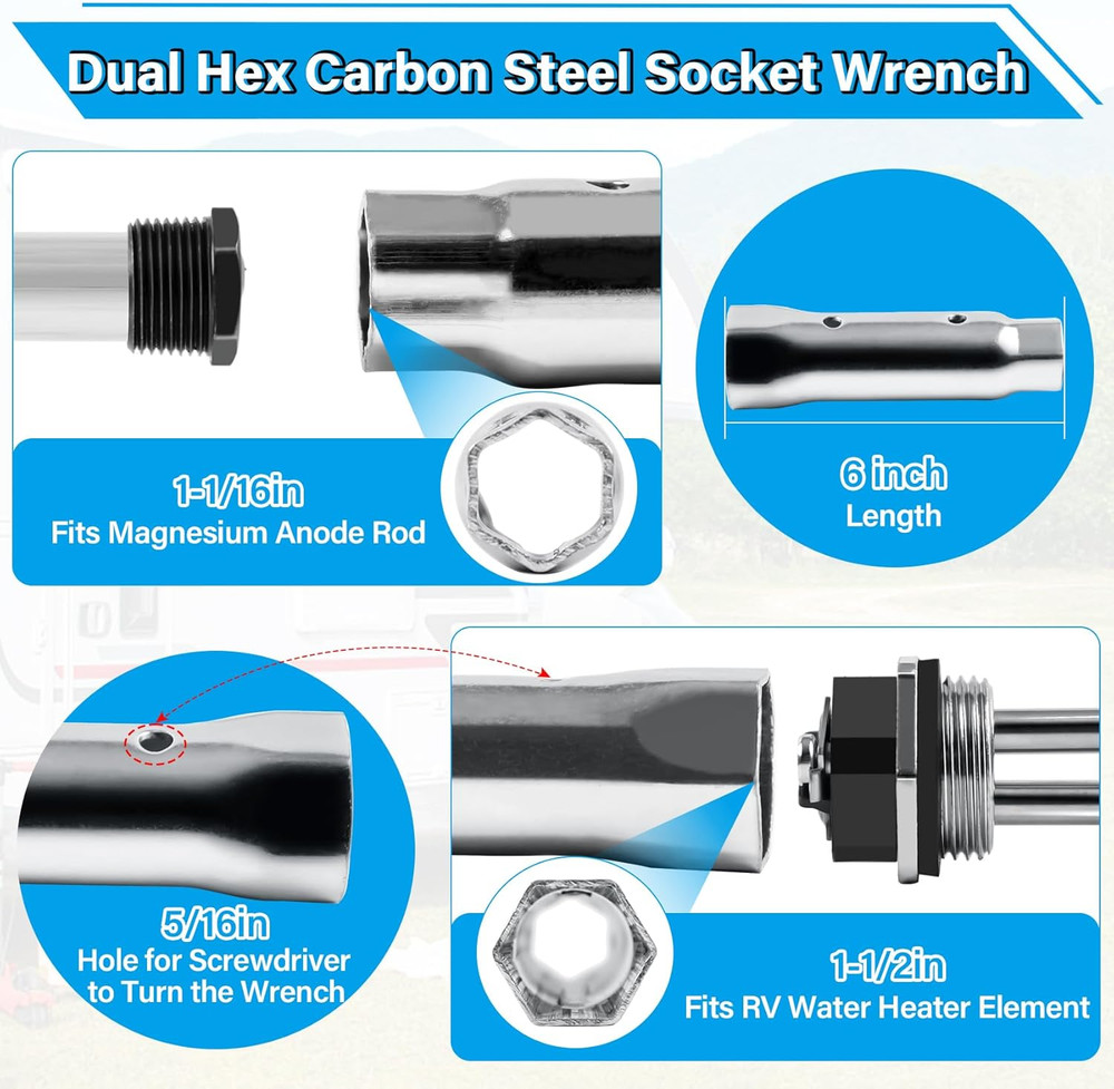 RV Water Heater Elements Kit Compatible with Suburban Water Heater Tanks, Includ