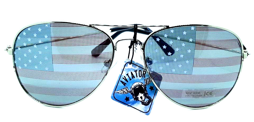 American Flag Sunglasses Chrome Frames Unisex Fits Most Adults