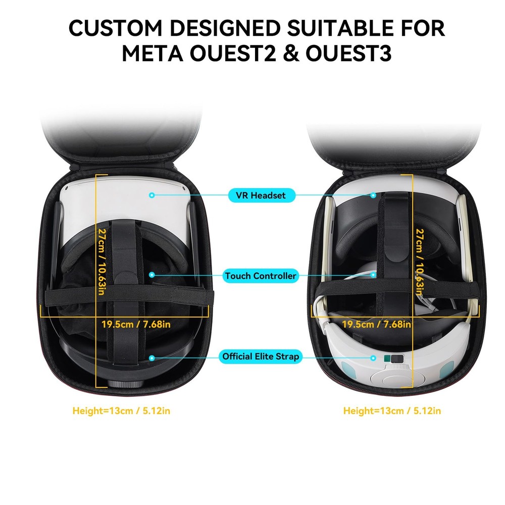 VR Carrying Case for Meta Quest 3, Oculus Quest 2, Pico 4 & Accessories