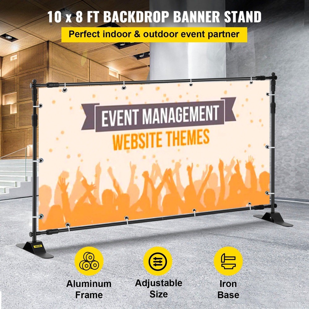 10x8ft Freestanding Step and Repeat Banner Stand with Adjustable Mounting