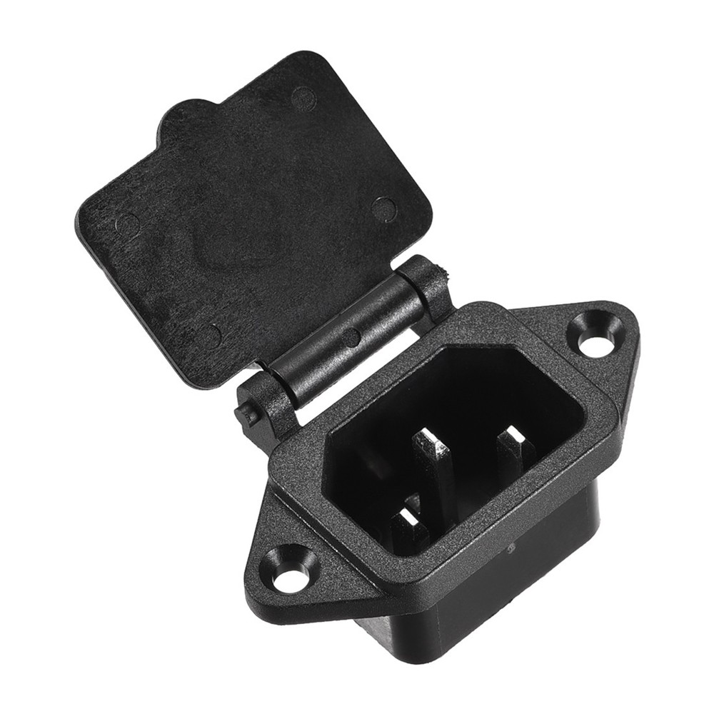 AC 250V 10A IEC 320 C14 Panel Mount Power Socket w Spring Cover w Cable 1 Set