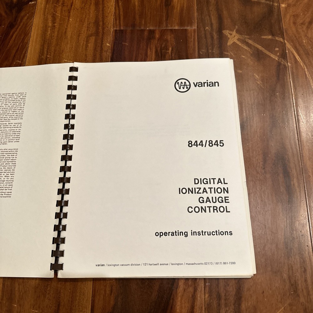Varian 844/845 Digital Ionization Gauge Control Operating Instructions