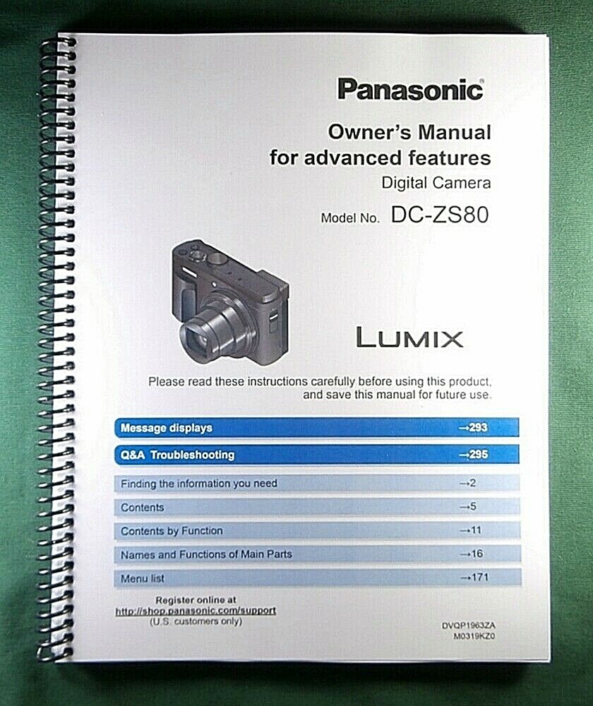 Panasonic DC-ZS80 Instruction Manual: 311 Pages & Protective Covers!