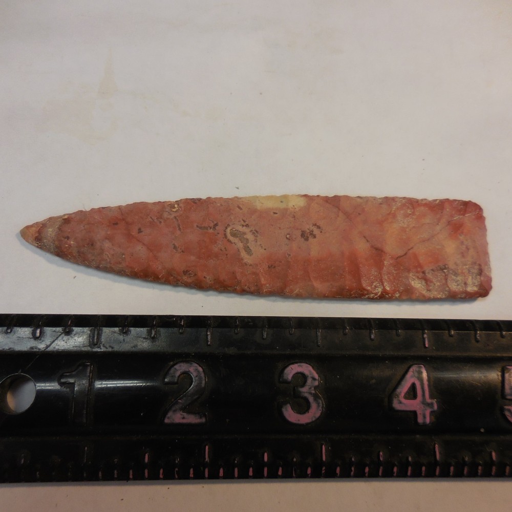 RED JASPER AGATE BASIN POINT--CLASSIC FORM AND FLAKING