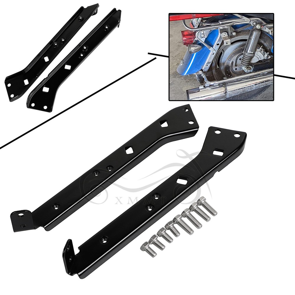 Black Saddlebag Rail Support Brackets For Harley Electra Glide FLHTC Road King