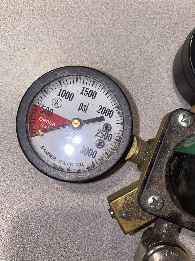 Vintage Cornelius Co2 Regulator With Banner Co. Gauges. Untested.