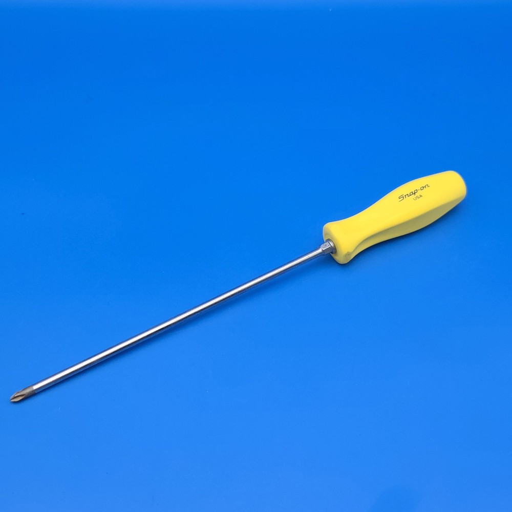 Snap On Tools #2 Phillips 14" Yellow Hard Plastic Handle Screwdriver NOS