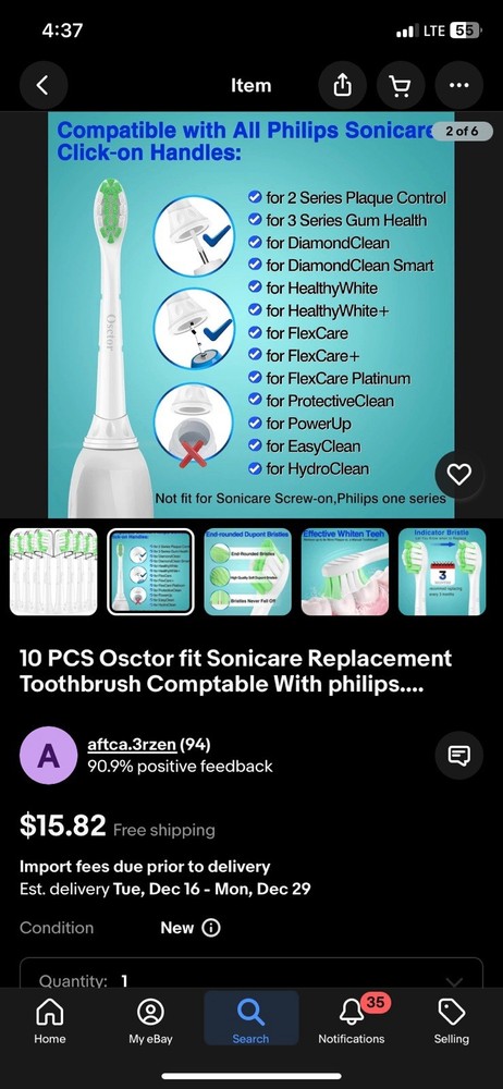 9 PCS Osctor fit Sonicare Replacement Toothbrush Comptable With philips FG