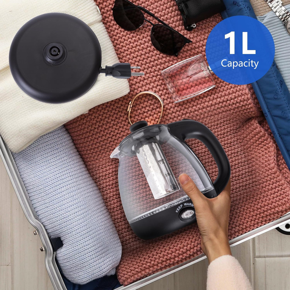 Electric Kettle with Tea Infuser, 1L Small Electric Tea Kettle with Keep Warm...