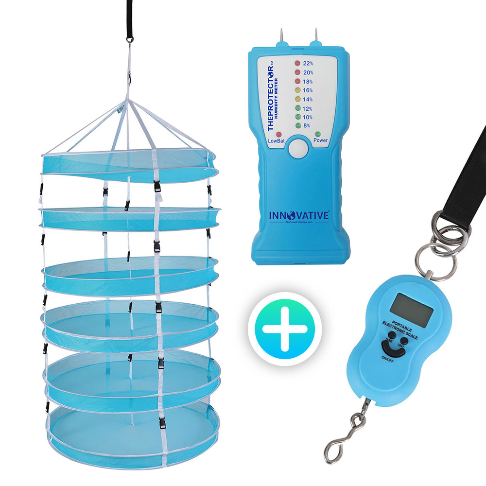 THEPROTECTOR Drying Kit Drying Net 2FT With Scale + Mositure Meter Harvest Tool