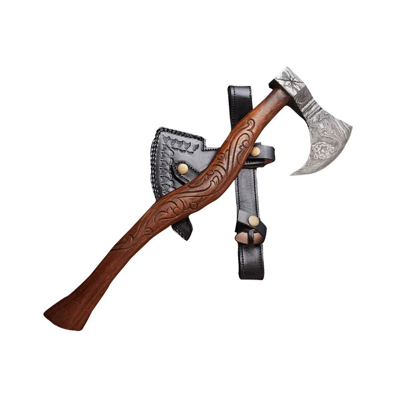 Custom Handmade Axe with cow Leather Sheath