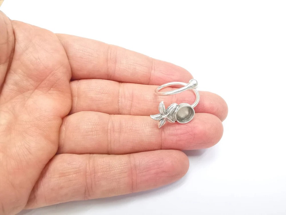 Starfish Ring Blank Setting, Cabochon Mounting, Adjustable Resin Ring Base Bezel