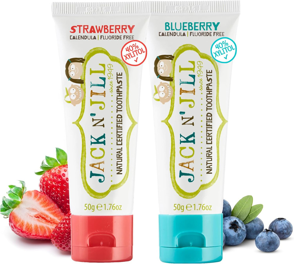 Jack N' Jill Natural Toddler Toothpaste - Fluoride Free Training Toothpaste for