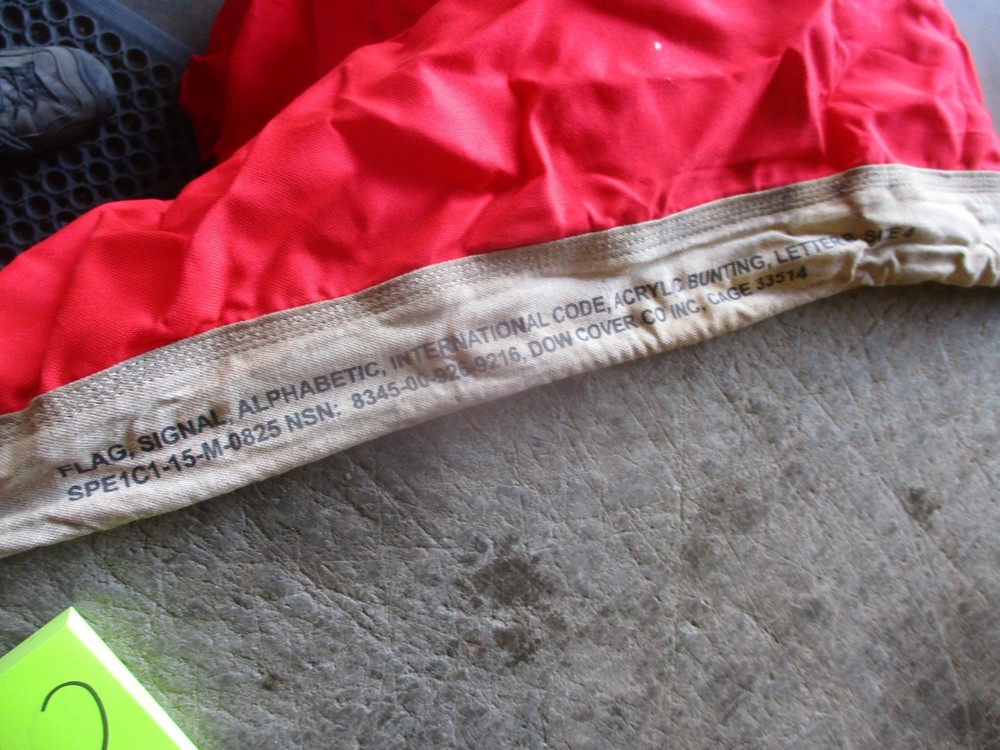 NOS Flag, Signalling, Size 4, Bright RED, 4.5'x4.5', Military Flag