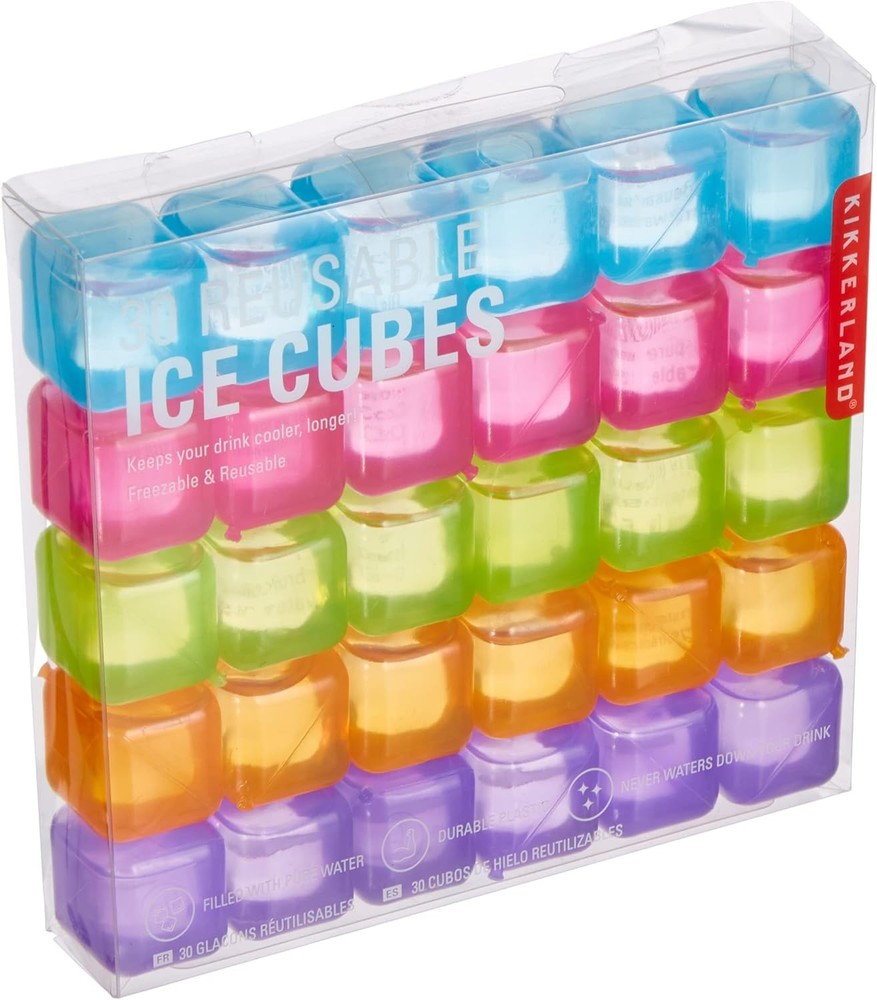 30-Pack Reusable Plastic Ice Cubes Multicolor Acrylic Whiskey Stones for Drinks