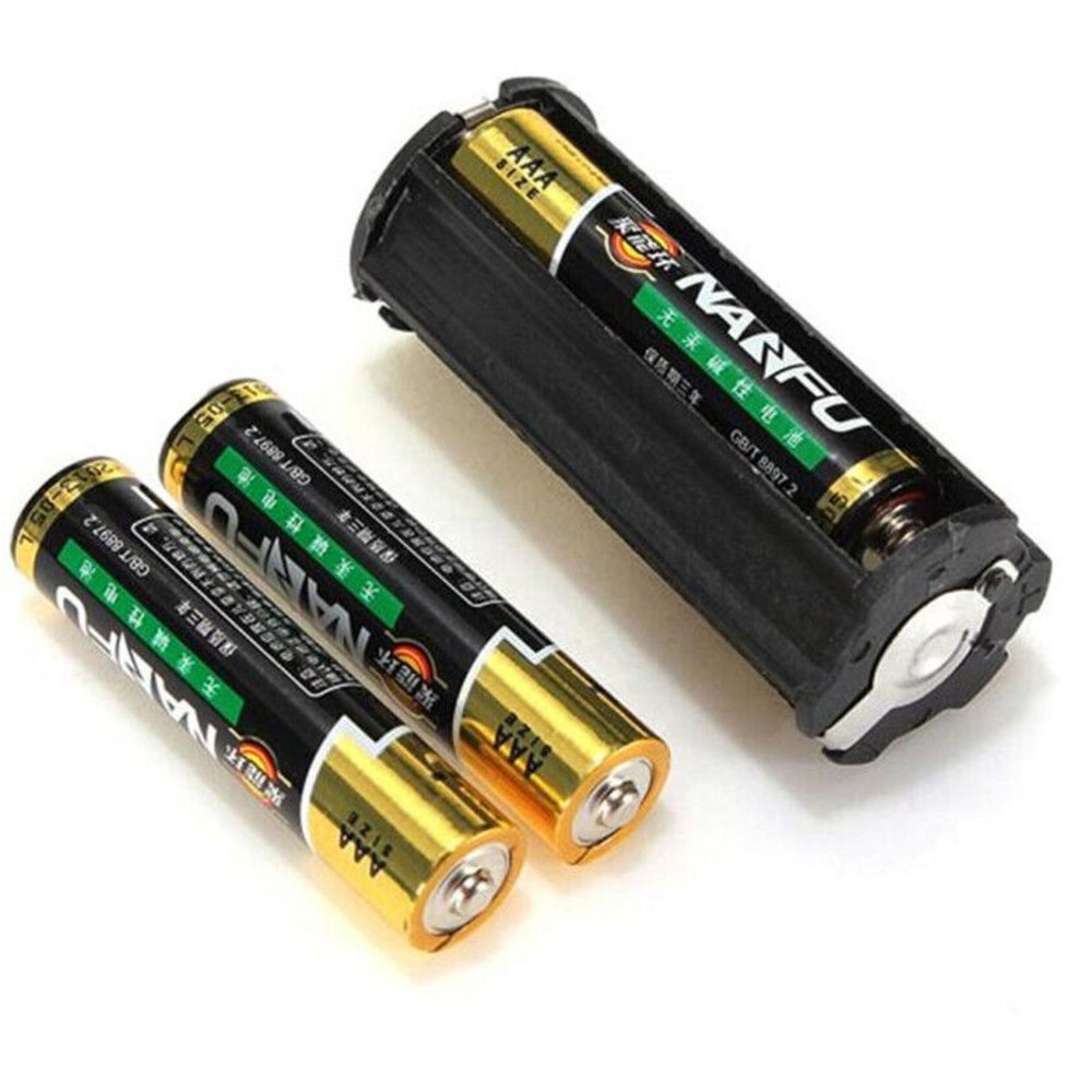 2Pcs Black Plastic Battery Holder For 3 x 1.5V AAA Batteries Cylindrical Case