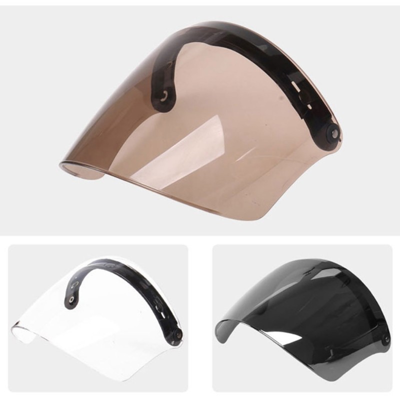 Universal 3-Snap Open Face Helmet Visor 3/4 Helmet Visor Shield Helmet Accessory