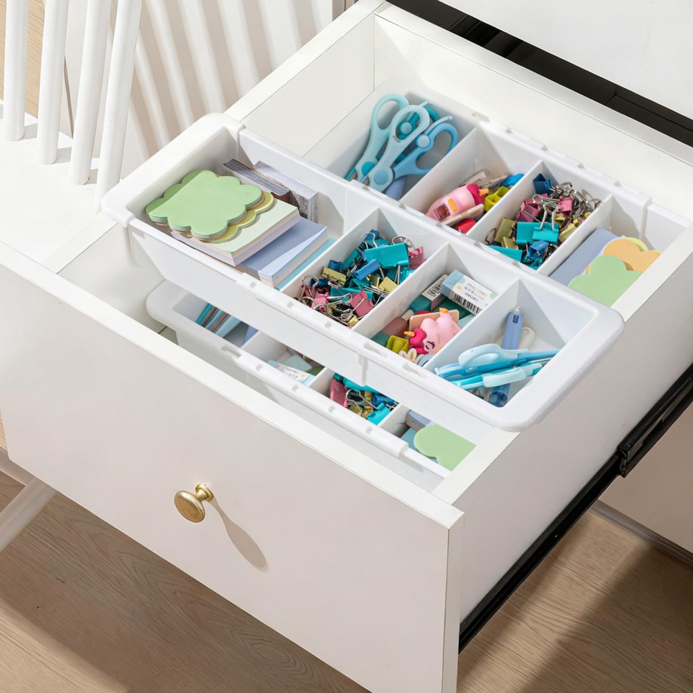 Adjustable Drawer Organizer 3-Pack, 11.4"-18.1", Deep, Expandable Storage Bins