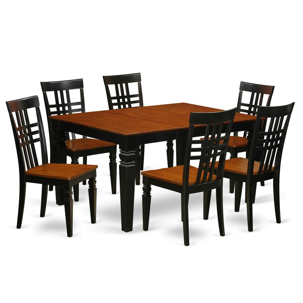 7 Pc Dining set with a Kitchen Table and 6 Wood Dining Chairs ...