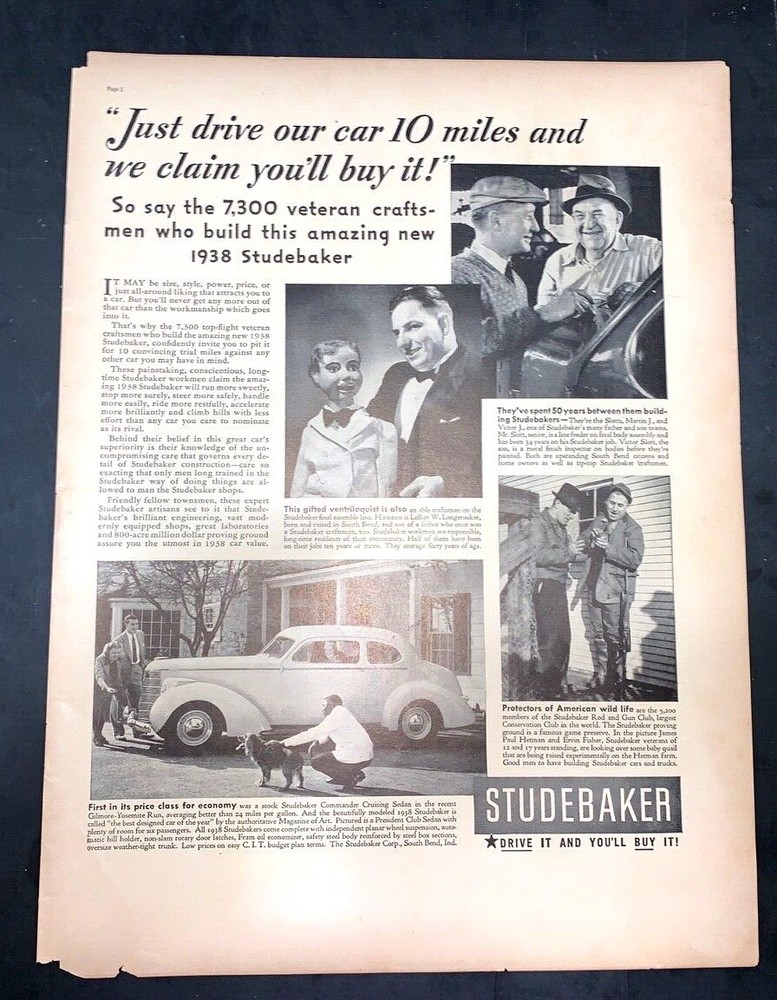 Life Magazine Ad STUDEBAKER 1938 Ad A4