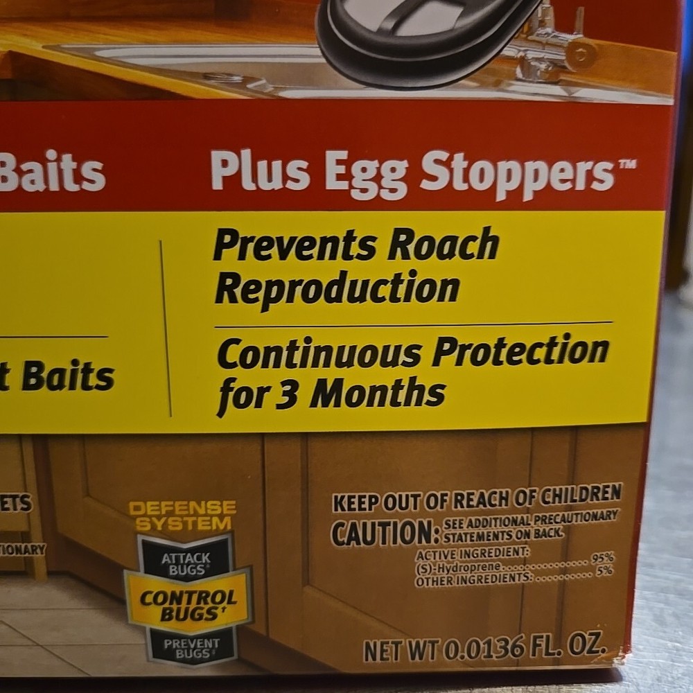 Raid Double Control 12 Small Roach Baits + 3 Egg Stoppers Kills & Sterilizes NEW