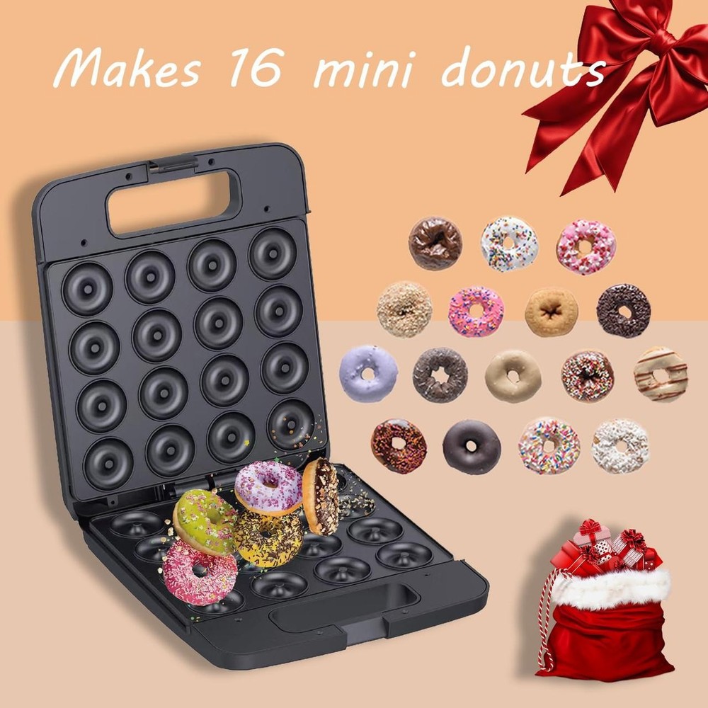 Mini Donut Maker, 1400w Donut Maker Machine, Can Make 16 Donuts, Heated on Both