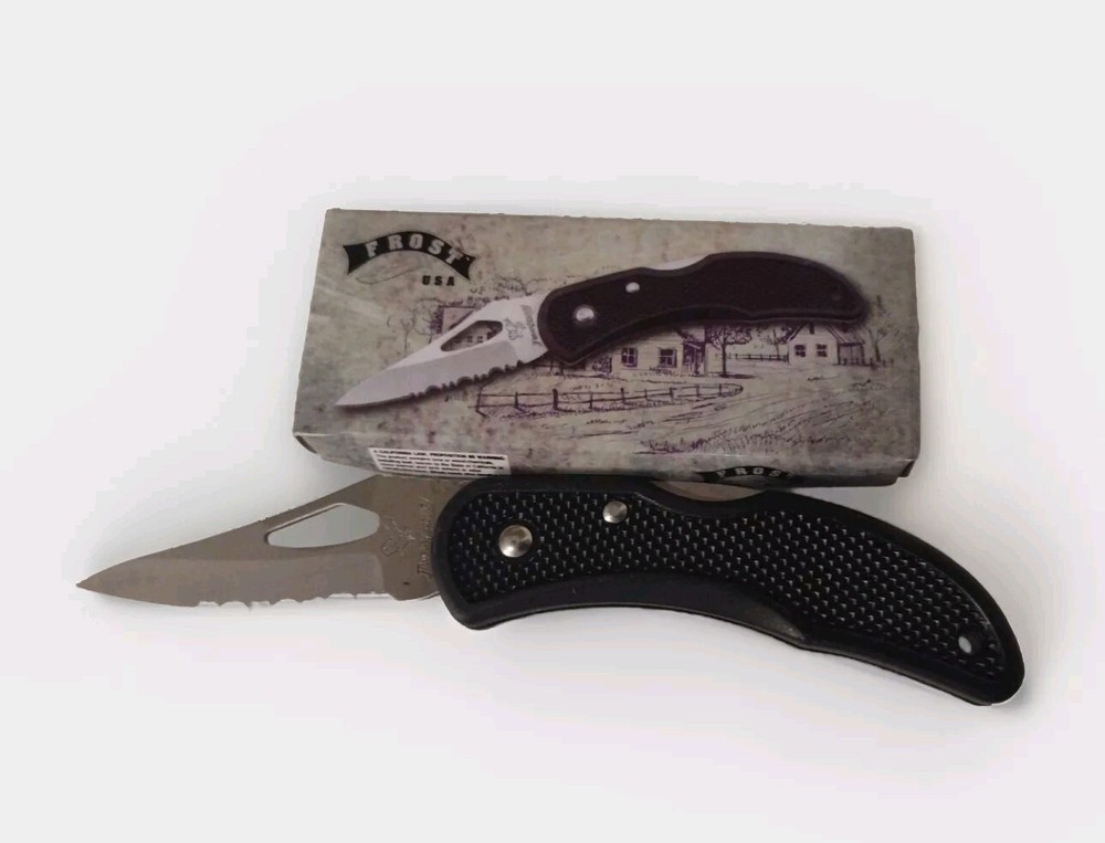 Frost 3" Closed Back Lock Folding Knife Stainless Steel Blade Black Handle
