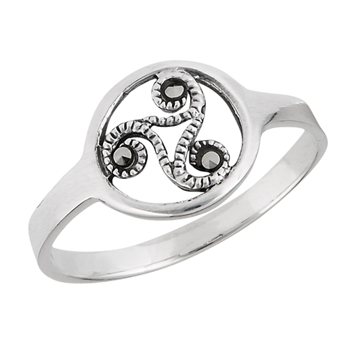 STERLING SILVER CELTIC RING WITH MARCASITE