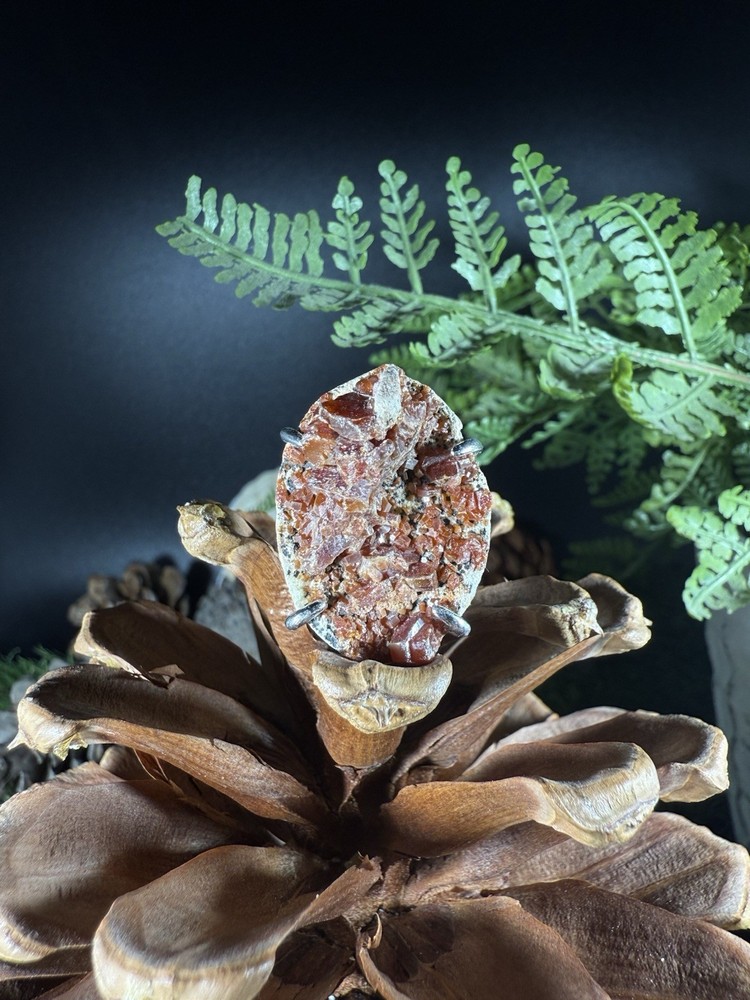 Vanadinite Ring Jewelry, Unique handmade crystal ring，S925 Adjustable Ring