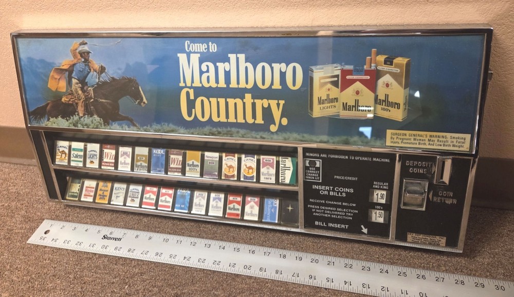 Cigarette vending machine control panel heavy chrome metal - vintage old time
