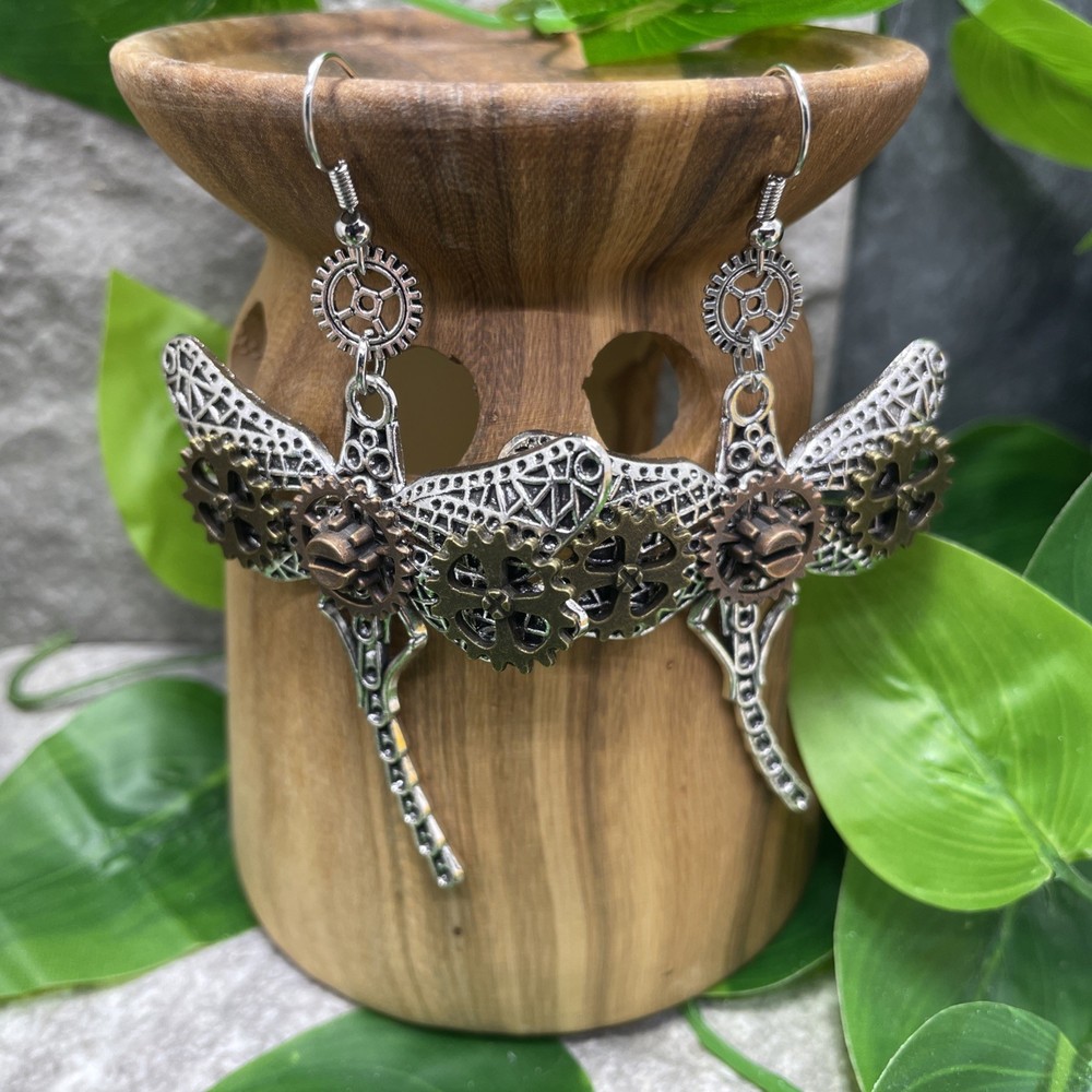 3” Silver-tone Steampunk Boho Drop Dangle Earring Set New Free Ship C141